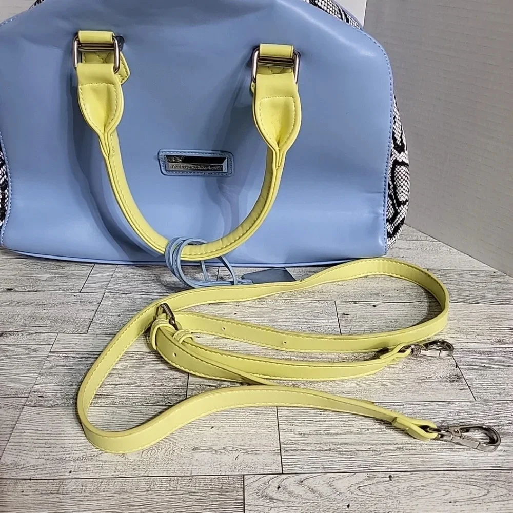 Catherine Malandrino Sky Blue and Yellow Satchel